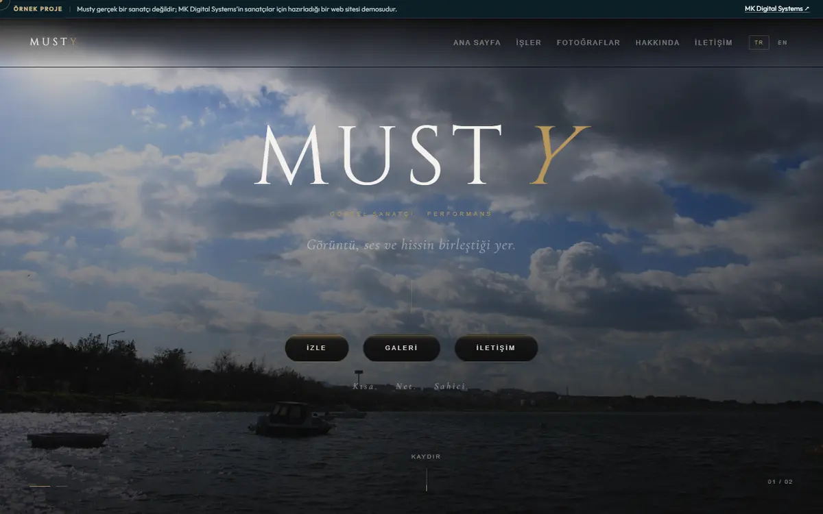 Opening screen of the Musty portfolio site